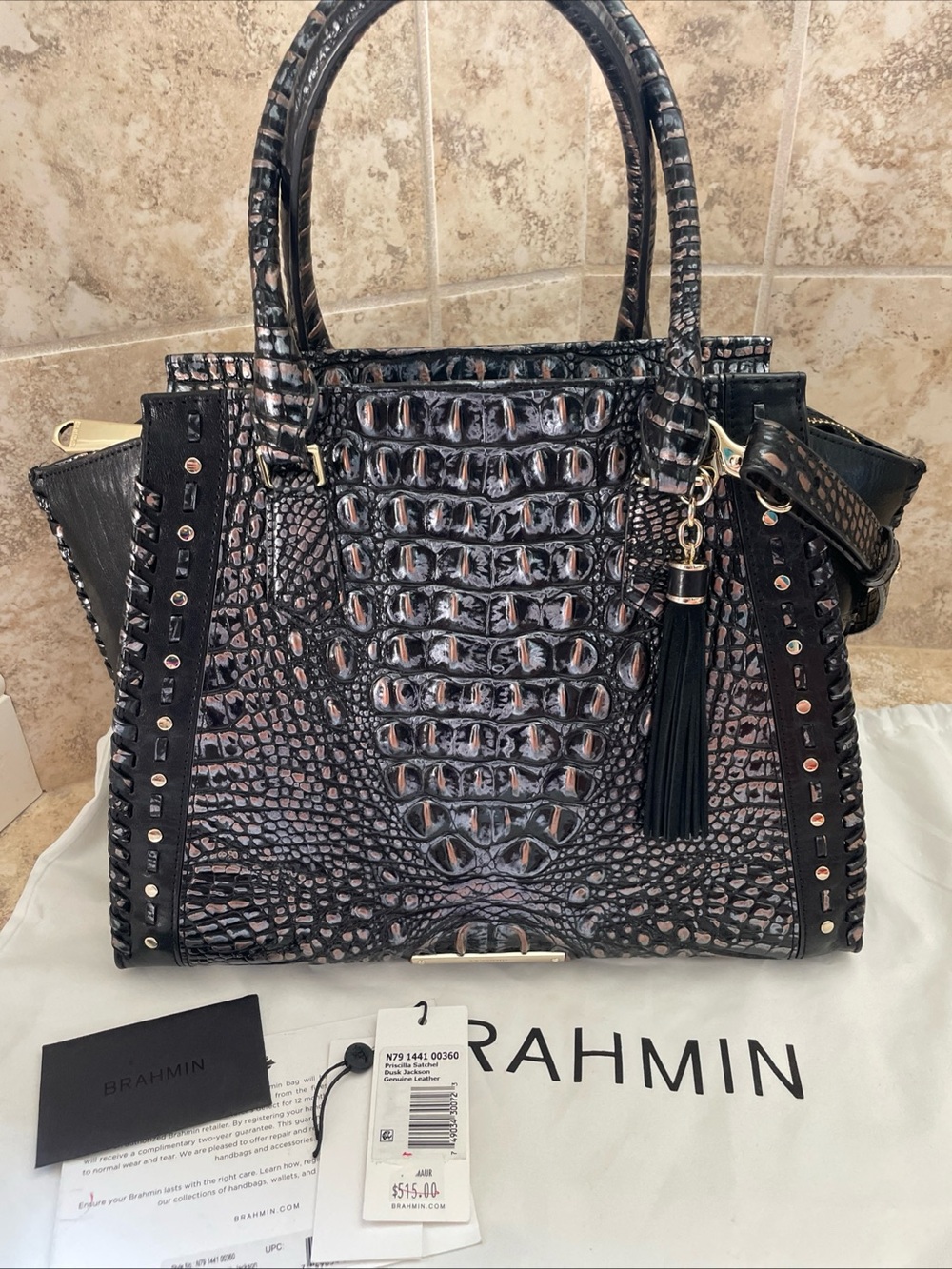 Rare! Brahmin Dusk Priscilla Jackson Stud Tassel Bag $515